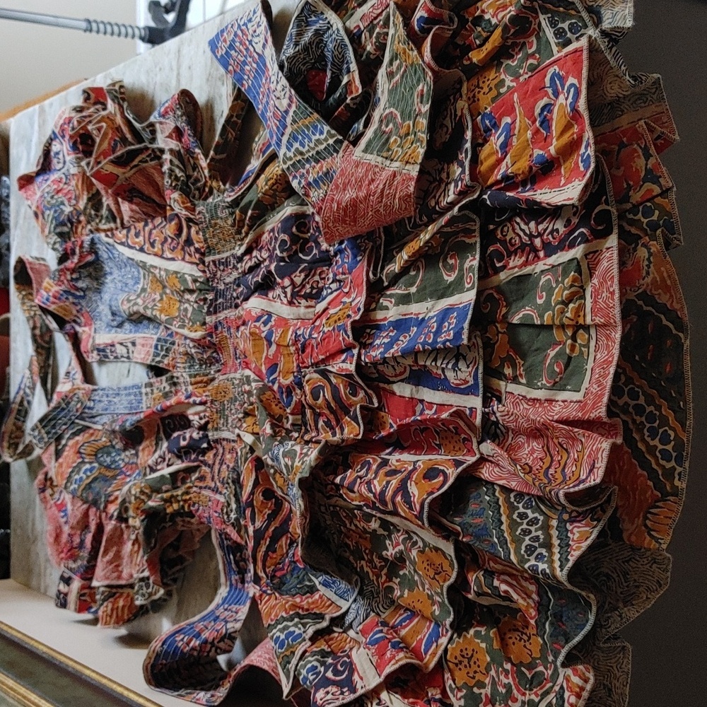 Boho Patchwork Ruffle Mini Dress - Multicolor - Picture 14 of 16